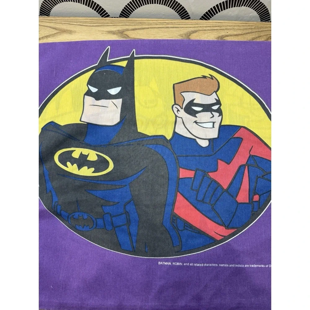 Vintage 1996 Batman‎ Mr. Freeze Robin DC Comics Pillow Case Purple Yellow